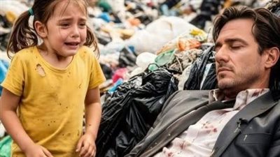 طفله فقيره كانت تبحث بين النفايات