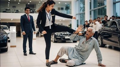 دخل أبُ صاحب المعرض بثيابٍ بسيطة ليشتري سيارة… فأُهين وطُرد! وعندما كُشفت الحقيقة، تجمّد الجميع من الصدمة